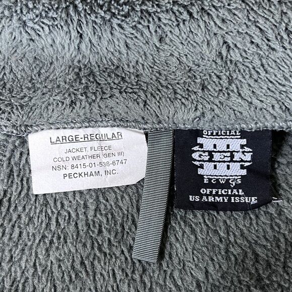 US Military Size Large Gen III Polartec 100 Cold Weather Fleece Jacket Green GC - Picture 8 of 13